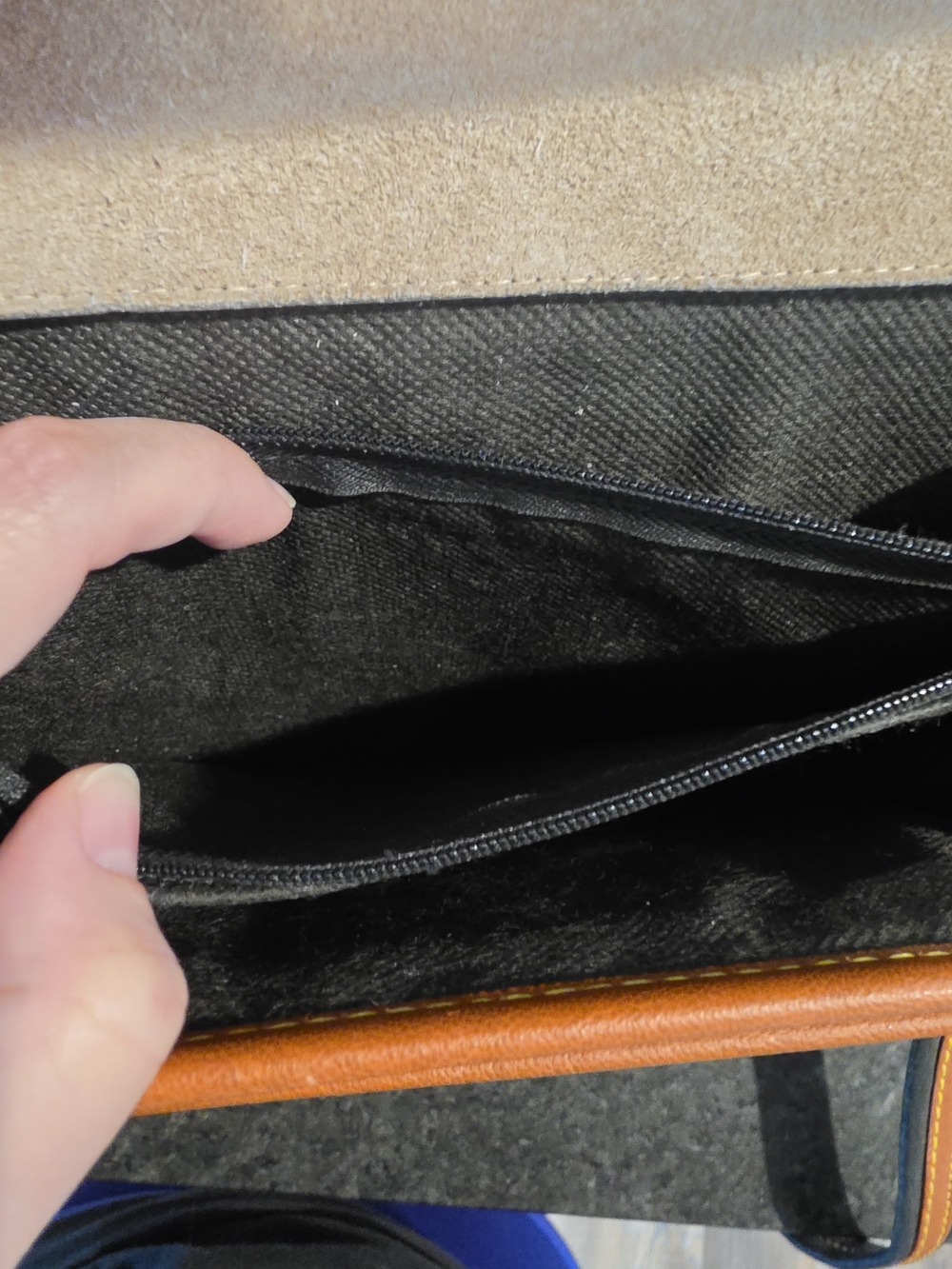 Dooney & Bourke Black Leather Satchel with Brown Trim and Brass Accents - Picture 7 of 9